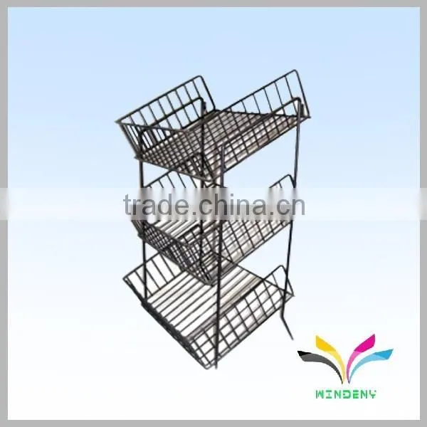 Factory Directly Cheap Custom Metal 2 Tiers Floor Stand Newspaper Display Rack photo-3