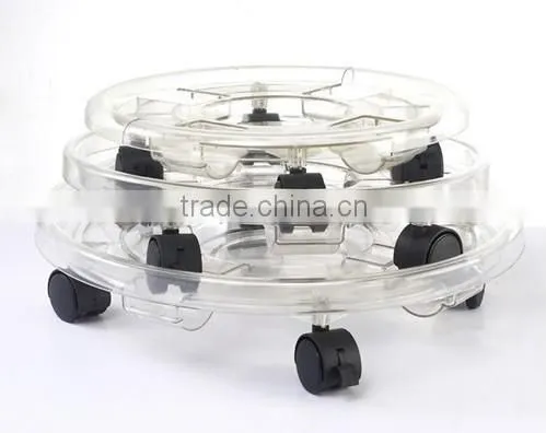 Transparent plastic plant pot saucer with wheels                        
                                                Quality Choice