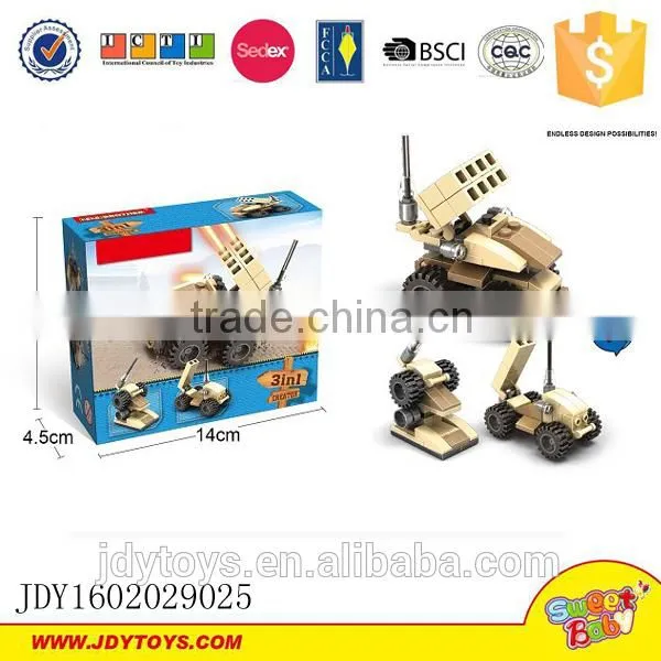 Building Block Platic Tank 3 in 1 Toy Brick Military Toys Changeable 3 Style Tank photo-3