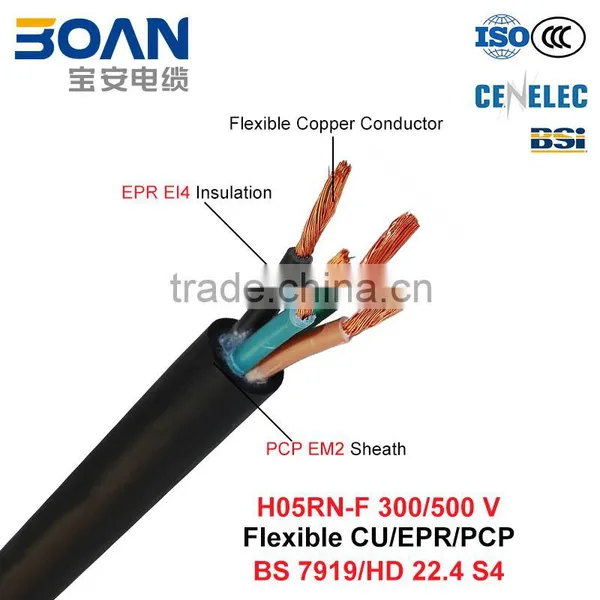 H05RN-F, Rubber Cable, 300/500 V, Flexible CU/EPR/PCP (BS 7919/VDE 0282-4)