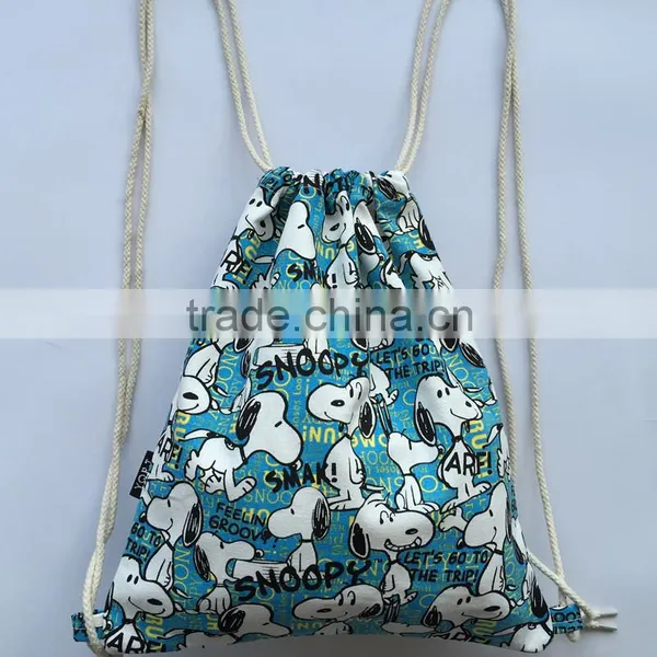 Children Cartoon Graffiti Bundle Mouth Bag Draw Canvas Backpack Bag photo-2