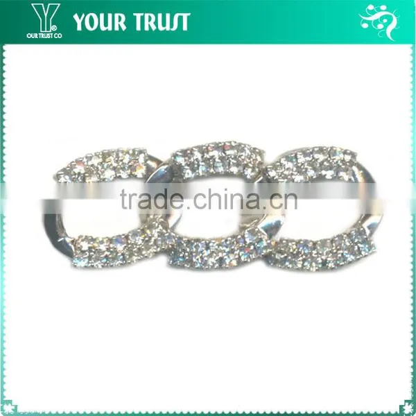 Crystal Rhinestone Triangle Black Acrylic Stone Connector Rhodium Metal Belt Buckle photo-3