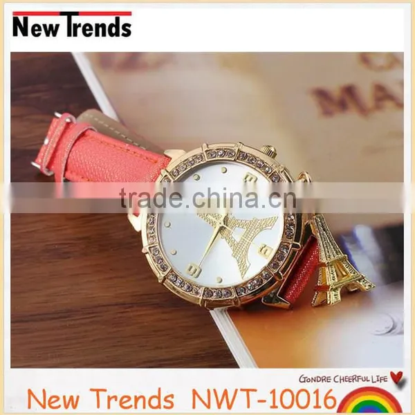 2015 Classical Eiffel Tower Pendant Colorful Leather Wrist Watch photo-6