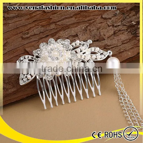 Tassels Wedding Cheap Personalized Hair Comb Holder photo-3
