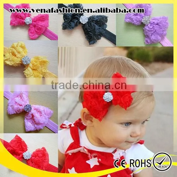 Large Bow Knitted Diamond Flower Baby Hair Bow Headband