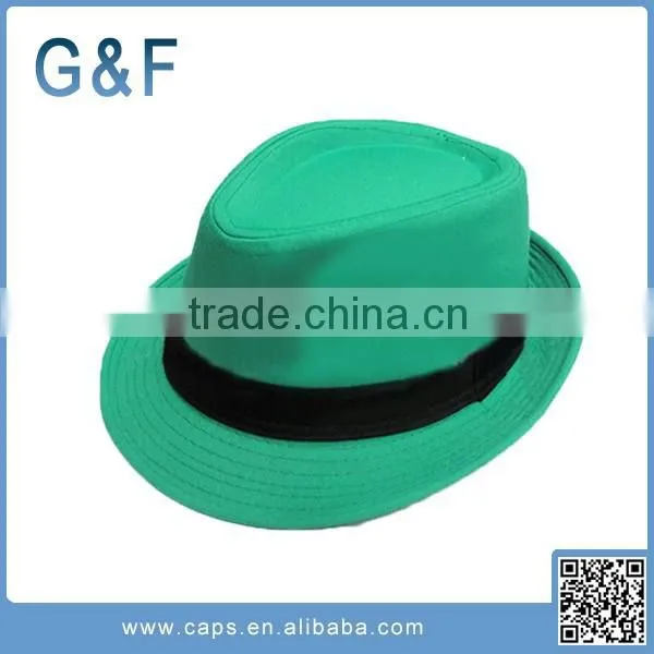 New Style Top Selling Black Fedora Hat With White Band photo-5
