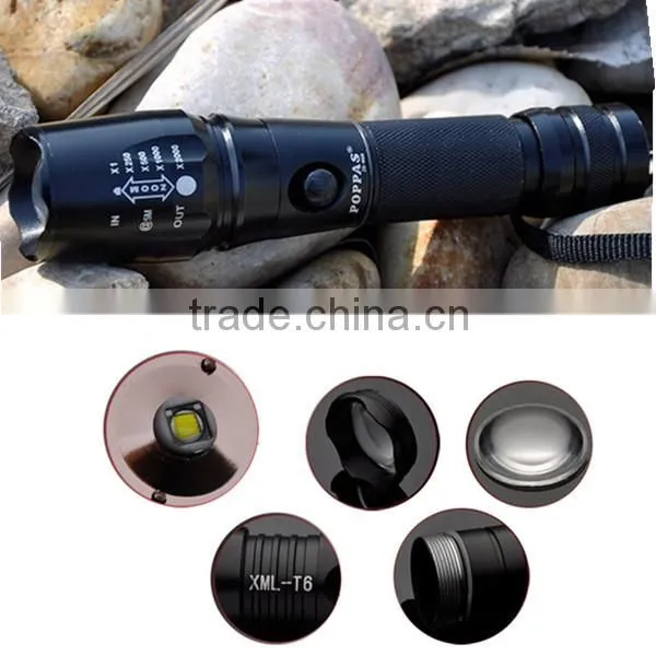 POPPAS 868 Wholesale Aluminum Waterproof 10w Rechargeable LED Torch Flashlight photo-6