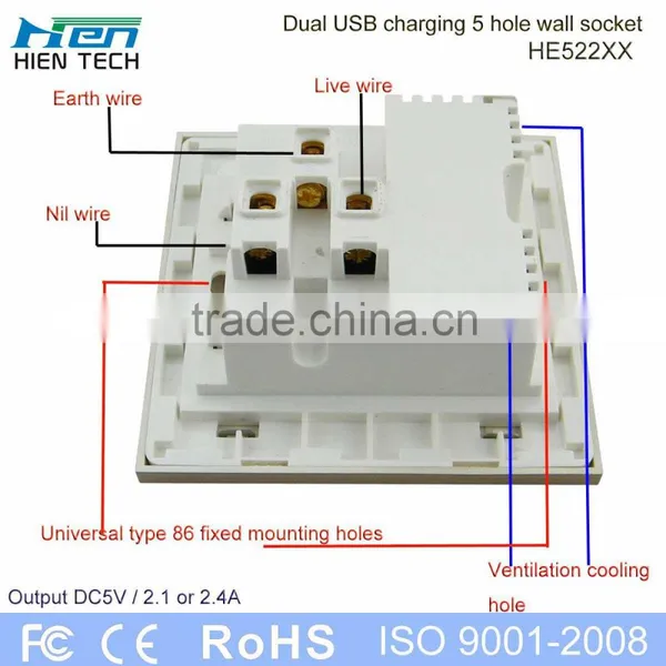 13A Electricial Wall Socket Universal 5 Pin Usb Plug/usb Socket/usb Wall Socket photo-3