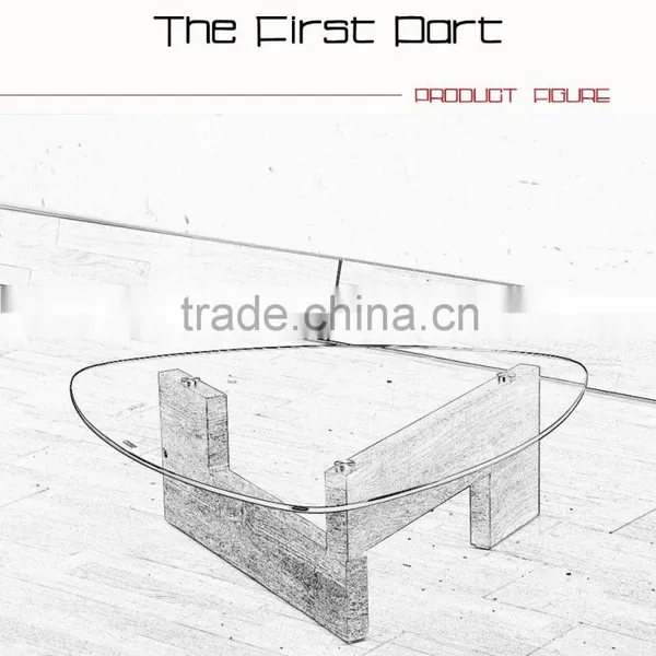 Oval Glass Top Wooden Leg Coffee Table Made in China photo-5
