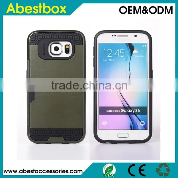 For Samsung Galaxy S6 Brushed Combo Case With Card Slot, for S6 G9200 TPU+PC Hybrid Cover Cases photo-2