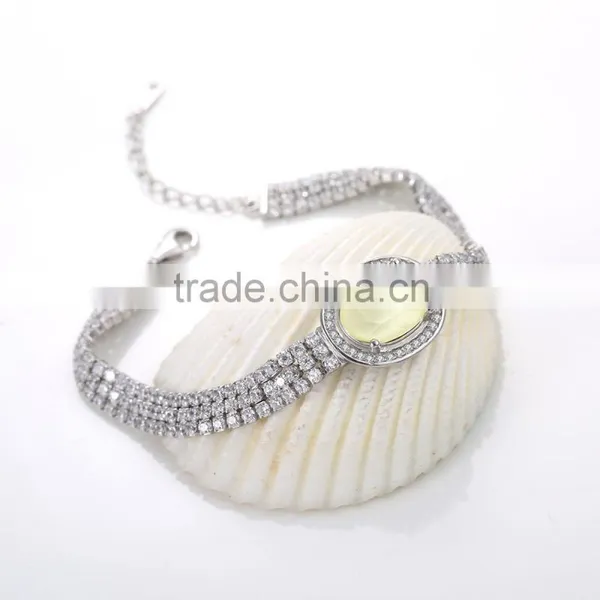 Fashion 925 Sterling Silver Big White AAA Zircon Prong Setting Bracelet photo-5