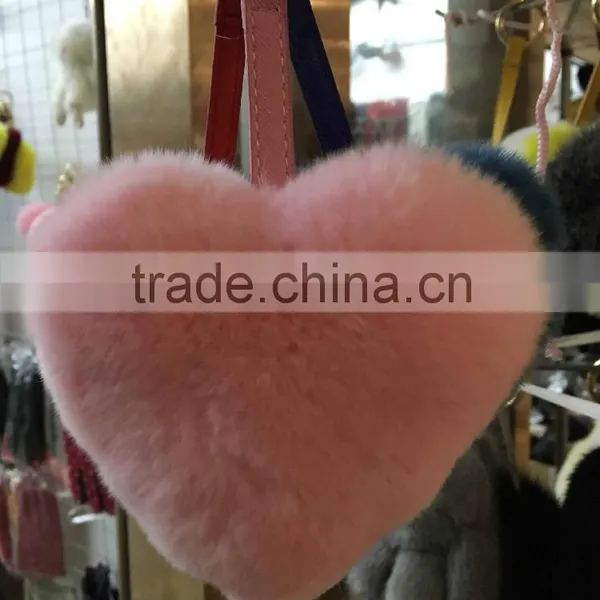 Heart Shape Fur Keychain/Real High Quality Fur Keychain For BAG/KEY photo-4