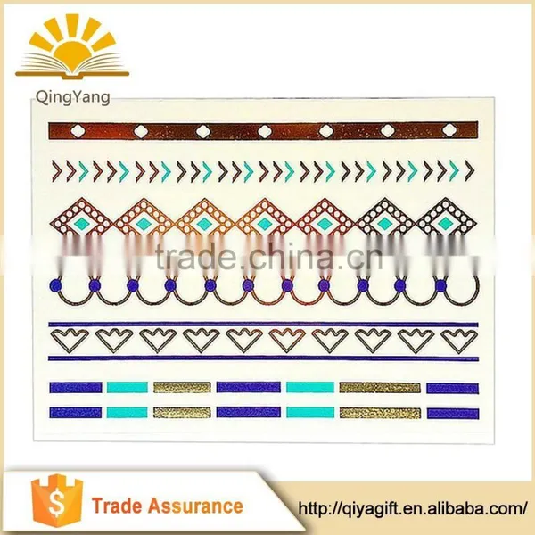 Metallic Flash Tattoos Gold Silver Jewelry Waterproof Body Temporary Tattoo Sticker