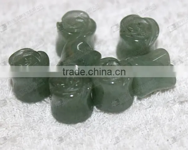 Green Aventurine Ear Piercing Jewelry,stone Carved Flower Ear Plugs photo-2