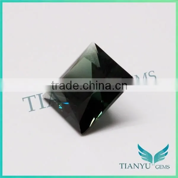 High Temperature Resistant 10x10mm 152# Dark Green Tourmaline Square Step Cut Synthetic Gemstone Spinel photo-2