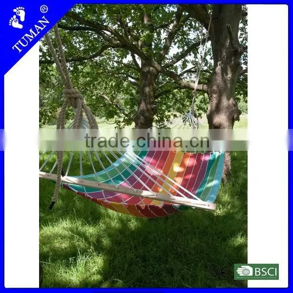 China Ningbo Portable Single Spreader Bar Cotton Woven Hammock photo-3