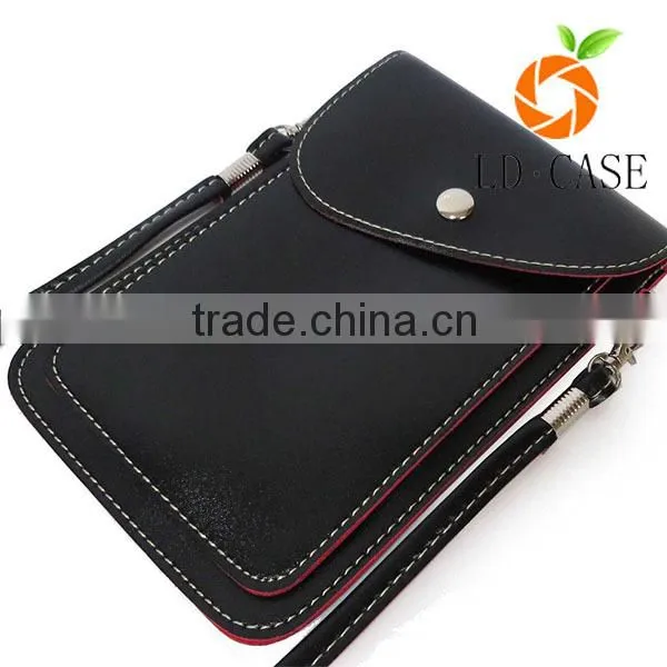 Premium Universal PU Leather Case Shoulder Bag Mobile Phone Bag Case Pouch