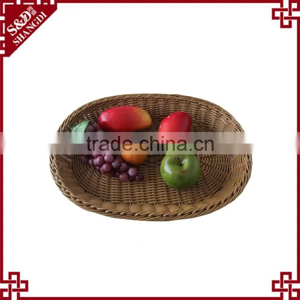PE Rattan Handmade Weaving Customized Oval Shape for Supermarket Storage Plastic Fruit Basket photo-2