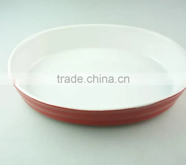 Wholesale Oval Glazed Ceramic Bake Plate With Handle for Daily Use photo-2