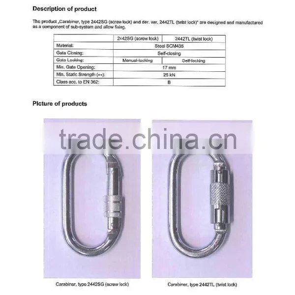 2442KTL Galvanized Twist Lock Galvanized Steel Oval Round O Ring Carabiner photo-6