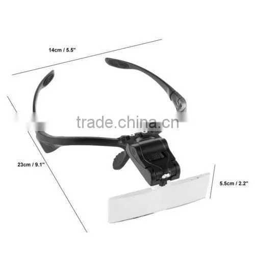 Adjustable Cabeza Lupa Lente Gafas Magnifier Glass LED Lampara a Joyeria Relojero 5 Lens photo-5