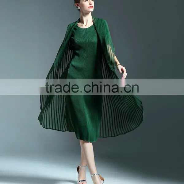 Wholesale England Style Chiffon Spliced Wrinkled Midi Dress for Lady photo-2