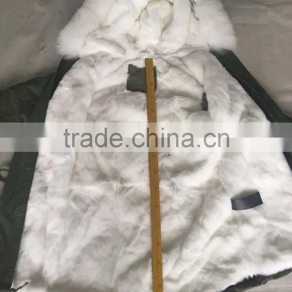 CX-G-P-08C 2016 New Fashion Rex Rabbit Fur Winter Parka With Fox Fur Trim photo-5