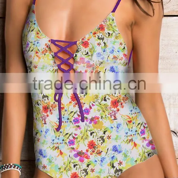 Ladies Fashion Print and Tied One-piece Swimwear photo-3