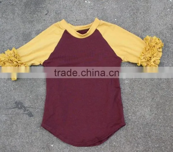 Pernickety Boutique Baby Girl Raglan Shirt Ruffle Long and the 3/4 Sleeve Wholesale 2016 Winter Shirt Children Girls Top photo-5