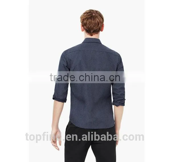 Spots Print Classic Collar White Button Slim Fit Fashionable Casual Men's Shirt for 2016 photo-3