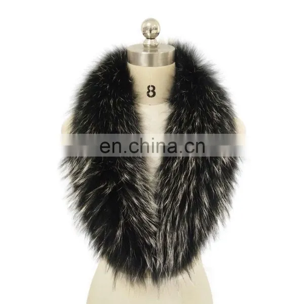 Large Natural Raccoon Fur Hood Trim for Jacket Dyed Fur Collar Wrap Scarf photo-3