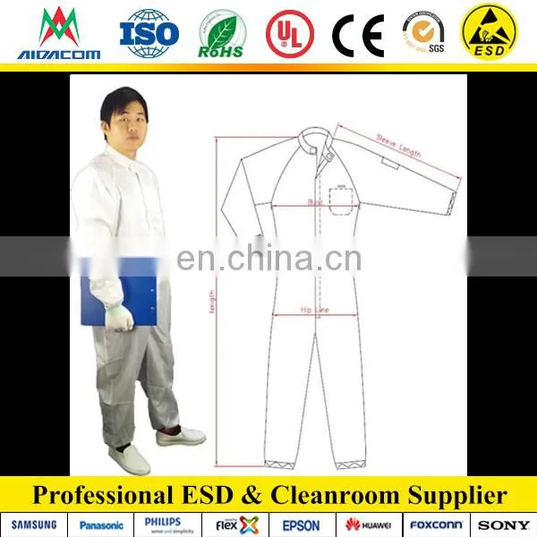 With Vertical Zipper ESD Jumpsuit, Cleanroom Antistatic ESD Coverall photo-2