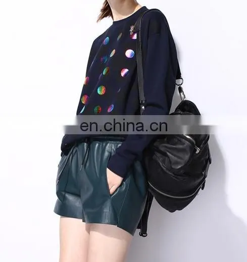 Online Shopping New Design Ladies Shirt Gradient Color Dot Printed Long Sleeve Crewneck Fleece Sweatshirt for Women photo-2
