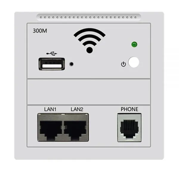 2019 New 300M in Wall AP for Smart Hotel Embedded Access Point Wi-Fi Wireless POE Supported Wireless Router Repeater With Two Lan RJ45 RJ11
