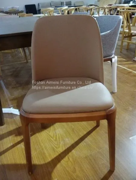 Modern Ash Solid Wood Dining Chair With Velvet Fabric Cushion photo-2