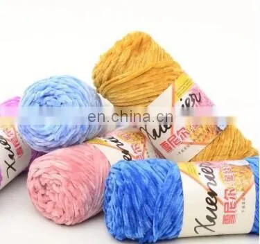 5mm Thickness for Hand Knitting and Crochet Velvet Yarn 100% Polyester Chenille Yarn for Hats and Scarfs photo-3