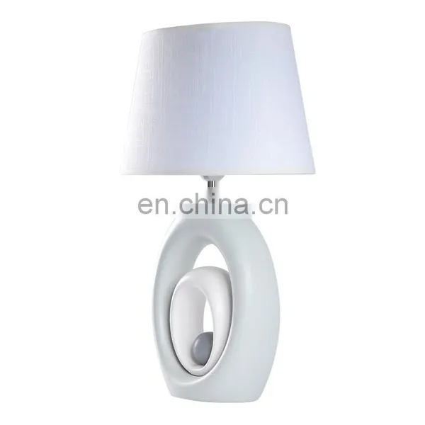 New Design Cheap Custom Logo White Ceramic Modern Table Lamp for Home Decor photo-4