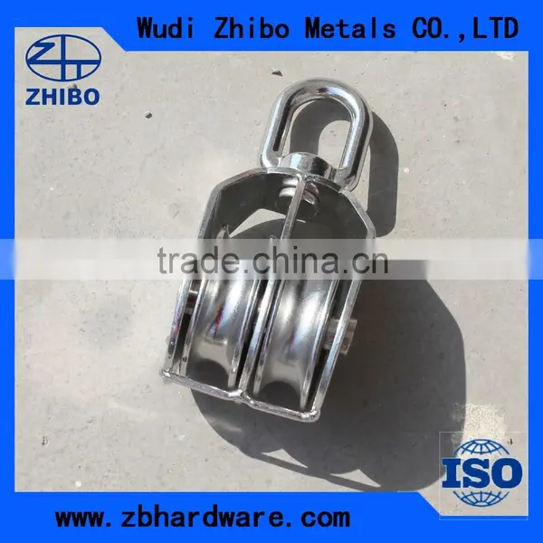 High Quality Pulleys Double Wheel, Metal Nickel Plating Pulley Block Double Wheel photo-2
