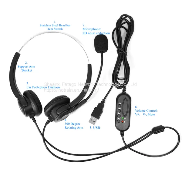 Hotrain FH13 USB Dual Side Customer Service Center Noise Reduction Headset photo-4