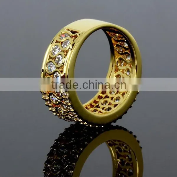 Grand Luxury Clear Zircon Crystals Gold Platinum Jewlery Ring Wedding Band photo-5