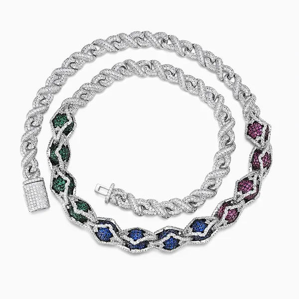 Shining Star Jewelry New Design Fashion Colored Diamond Beads Infinity Necklace photo-4