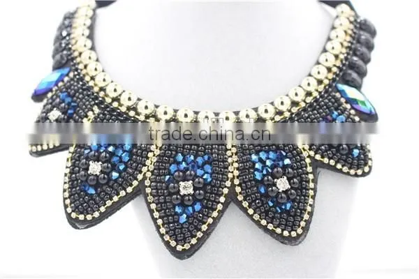 Giant Blue Necklace Fashion Crystal Jewelry Necklace Gold Chain Bead Necklace photo-3