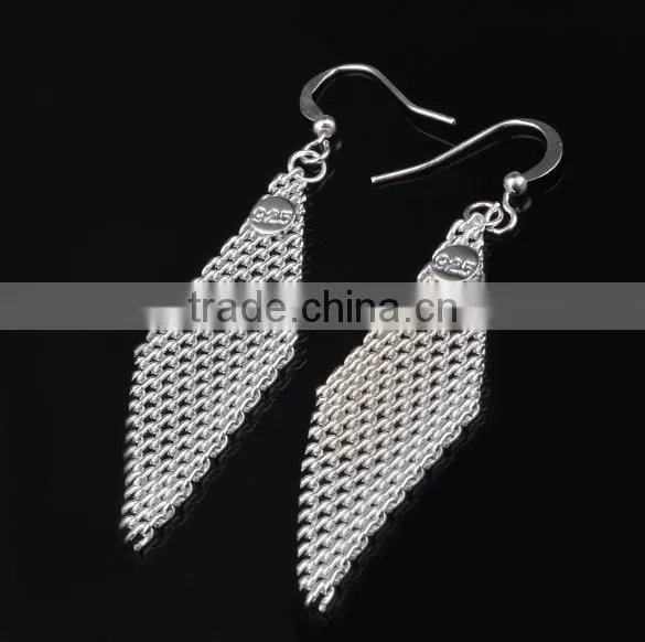 Silver Plated Piercing Rhinestone Prismatic Earring With Hook photo-5