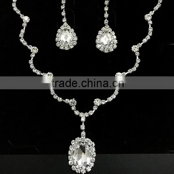 Custom Wedding Favor Crystal Sapphire Necklace Earring Set photo-2