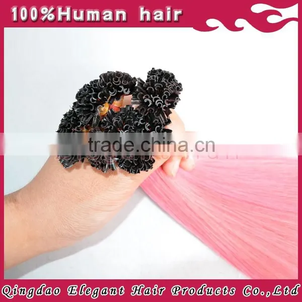 New Style Sliky Straight Natural Color Human Hair Pink Hair Extensions photo-3