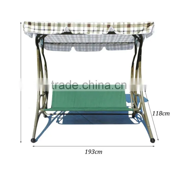 Hot Sale Country Style Fresh Plaid Stripes Outdoor Patio Swing Chair Garden Iron Swing photo-5