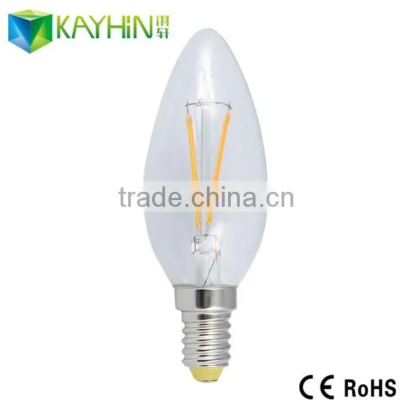 2W Dimmable Warm White LED Filament Candle Lamp photo-2