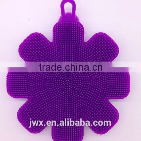 Orange Soft Silica Body Washing Brush With Flower Shape photo-5