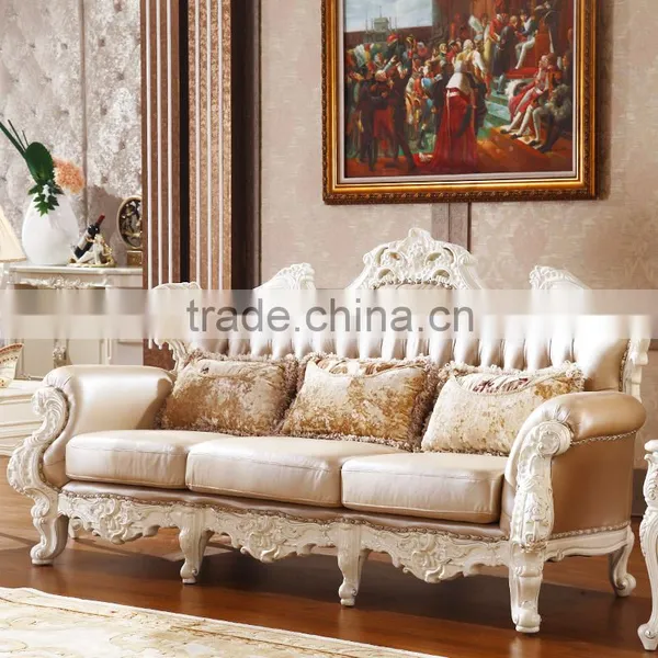 Luxury Classical French Italian European Antique Style Carved Rubber Solid Wood Frame Artistic Red Brown Leather Sofa Set                        
                                                Quality Choice