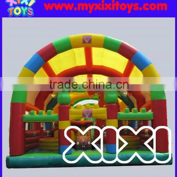Large Inflatable Fun City With Roof, Waterproof Material Covered Inflatable Playground